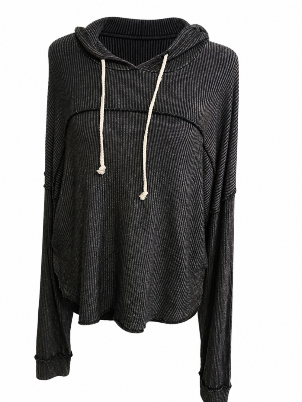 Sugarfox Charcoal Gray Hooded Women's Crop Hoodie Top